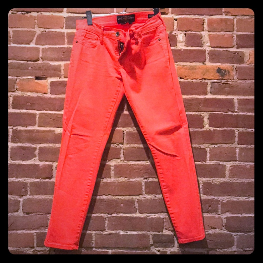 Lucky brand bright orange skinny jeans